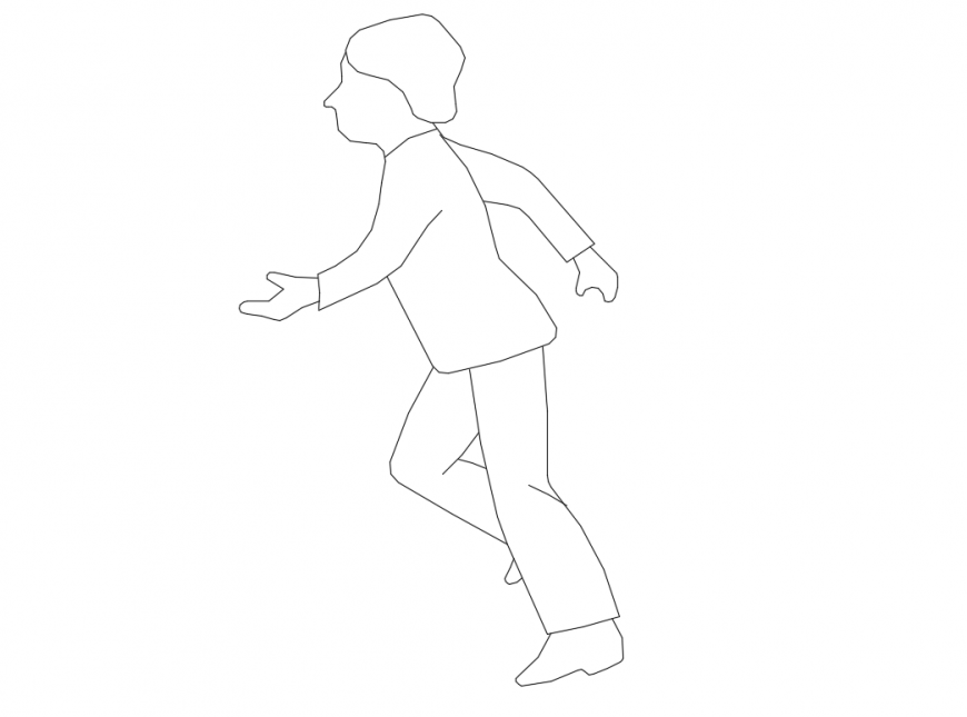 Child walking people act block cad drawing details dwg file