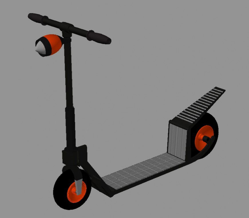 Children scooter detail 3d model CAD block layout autocad file
