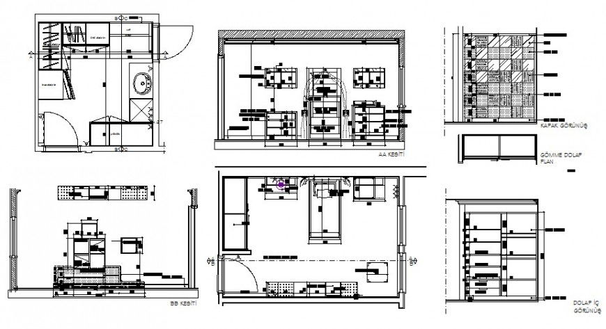 Children bedroom interior and furniture details dwg file