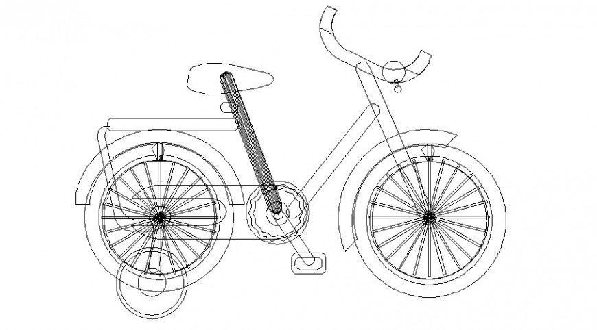 Children bicycle 2d drawing in AutoCAD file.