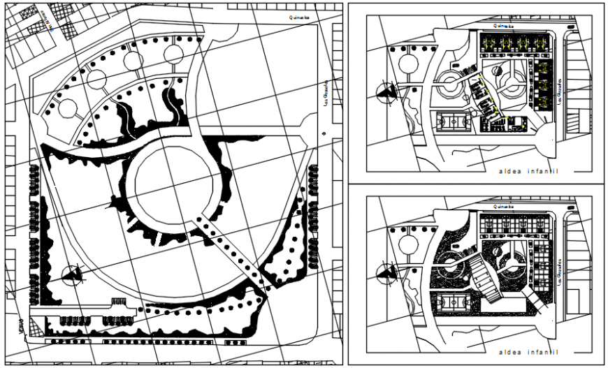 Children park in village landscaping structure details dwg file