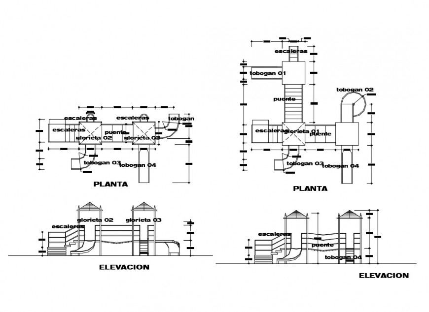 Children play equipment of garden cad drawing details dwg file