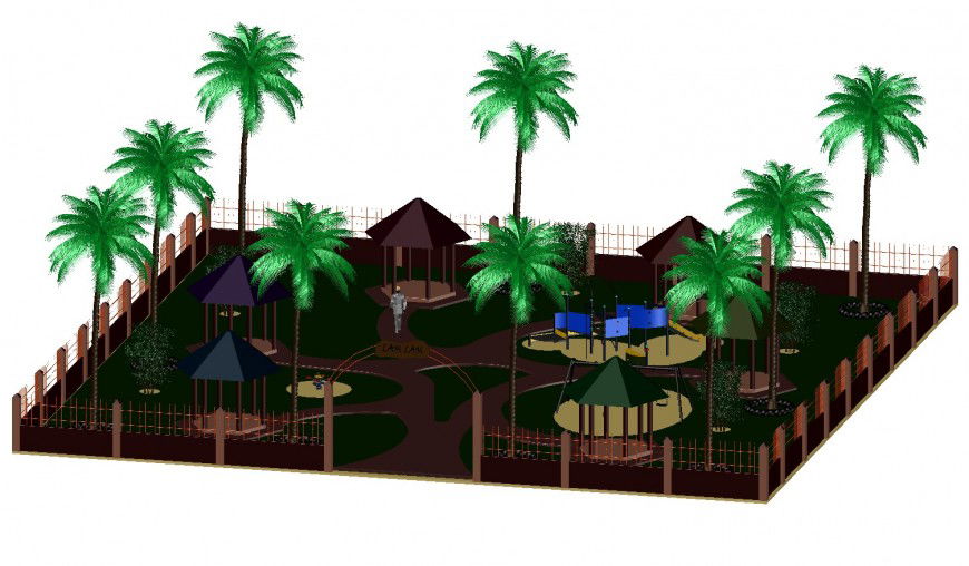 Children play park 3d model detail autocad file