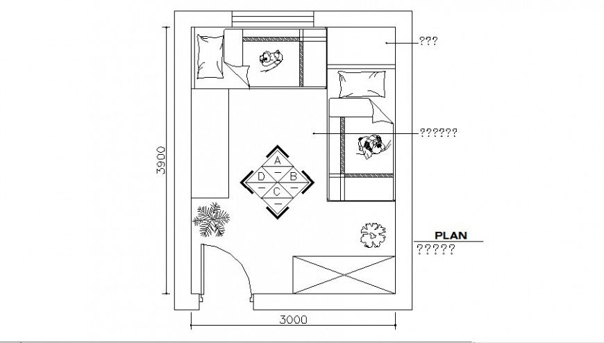 Children room layout plan drawing in AutoCAD file.