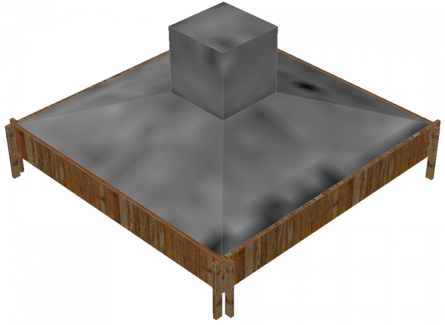 Chimney detail 3d model in dwg AutoCAD file.
