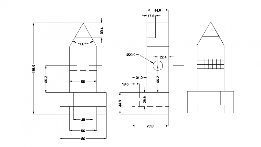 Chimney of kitchen section and plan details dwg file