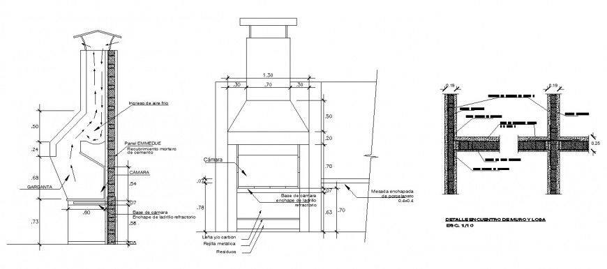 Chimney working drawing in dwg file.