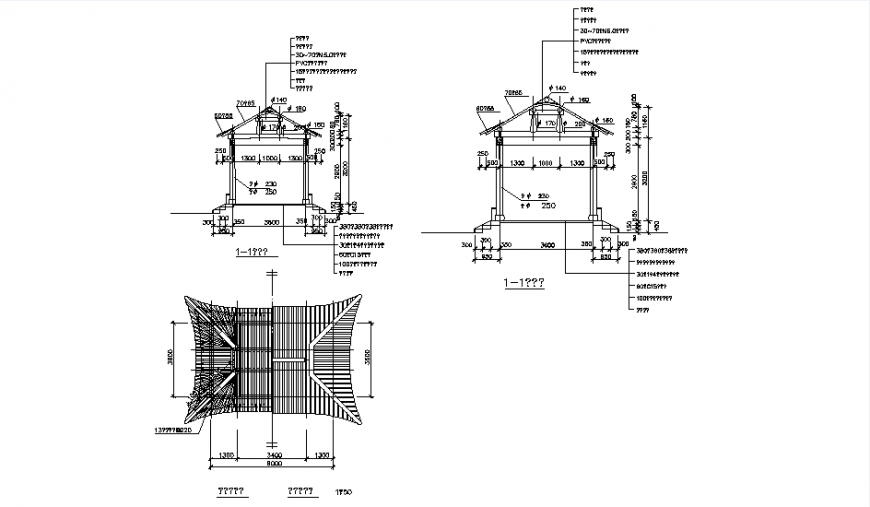 China wooden pavilion cad detail