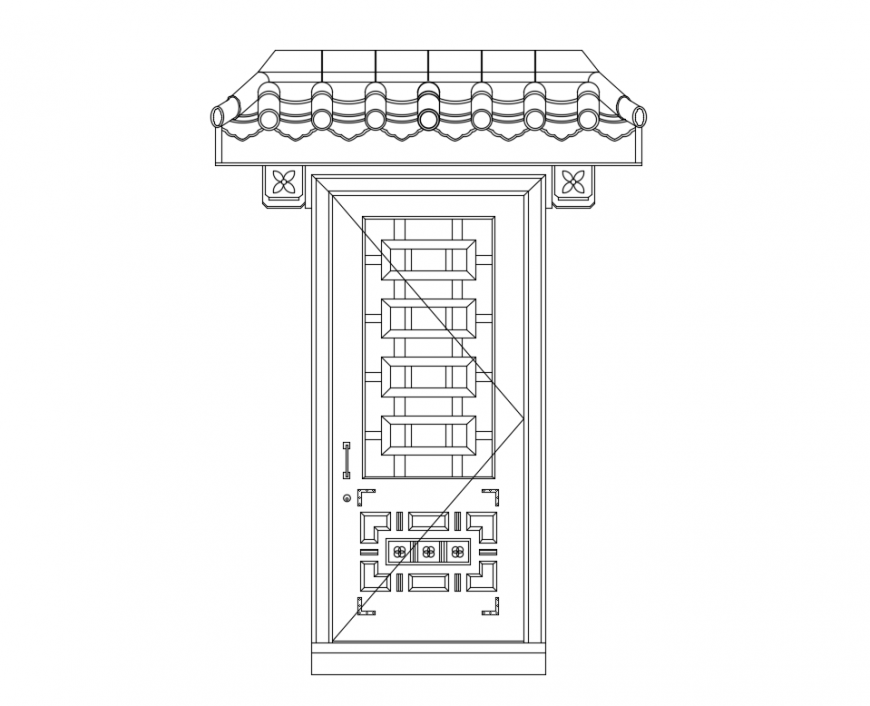 Chinese creative door front elevation cad block details dwg file