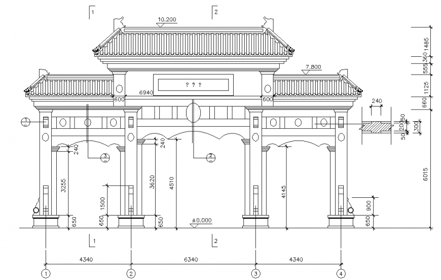 Chinese gateway cad details in dwg file.
