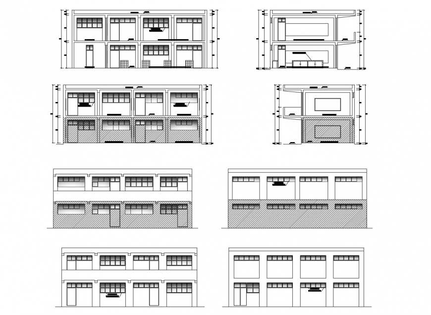 Christian school all sided elevation and section drawing details dwg file