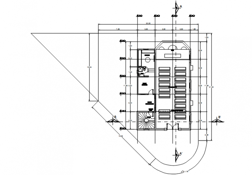 Church architecture layout plan cad drawing details dwg file