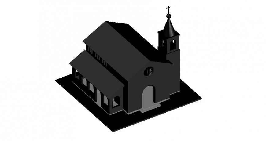 Church building 3d model drawings details in autocad software
