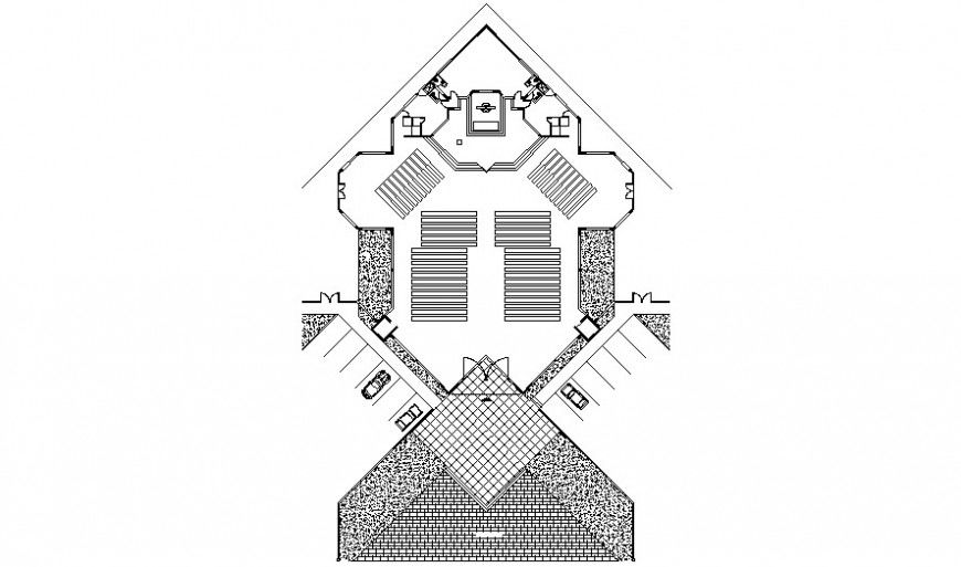 Church distribution and landscaping structure drawing details dwg file