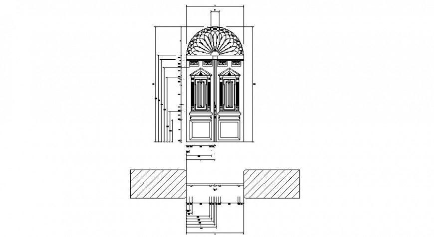Church door main elevation cad drawing details dwg file