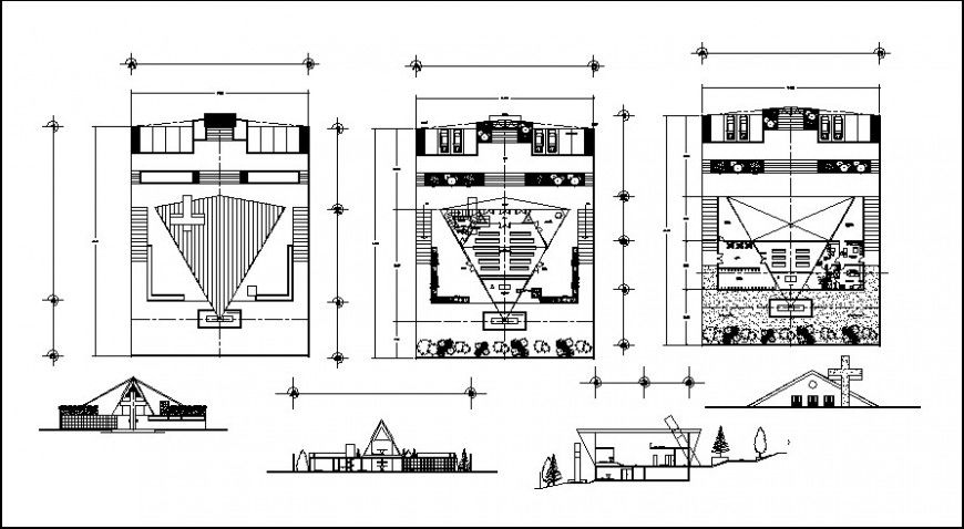 Church elevation and plan 2d