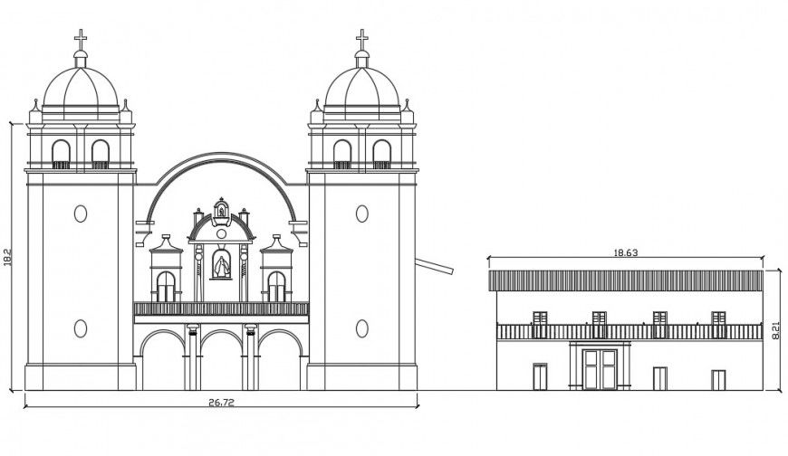 church elevation drawing cad file