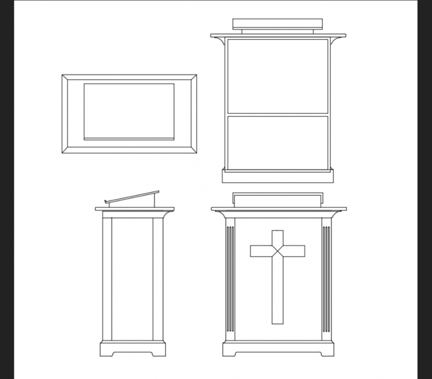 Church pulpit standing podium furniture cad block design dwg file