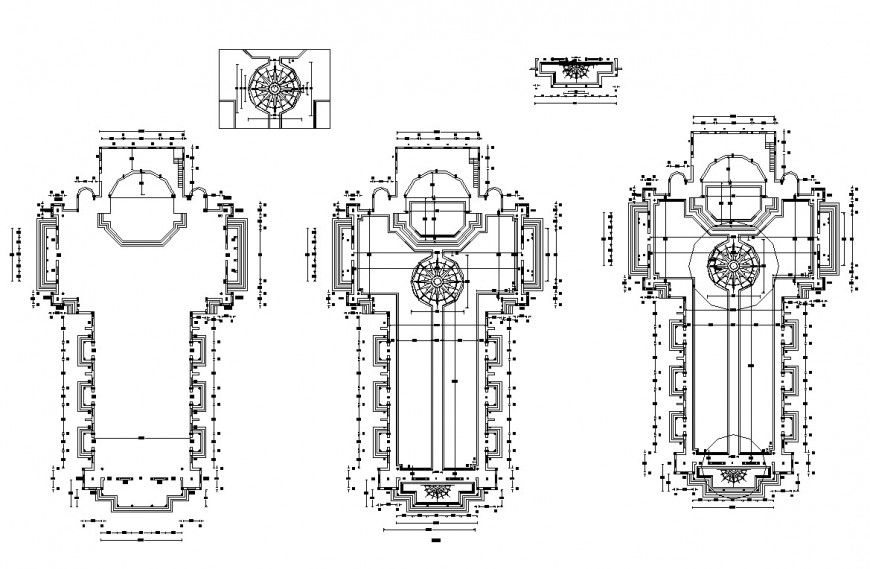 Church structure detail plan 2d view CAD construction layout autocad file