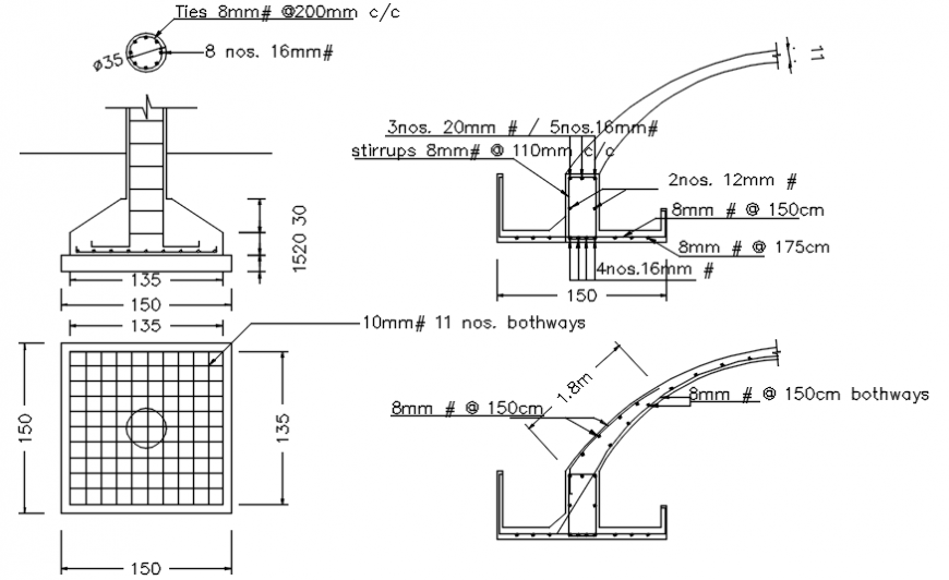 Church wall section and construction details dwg file
