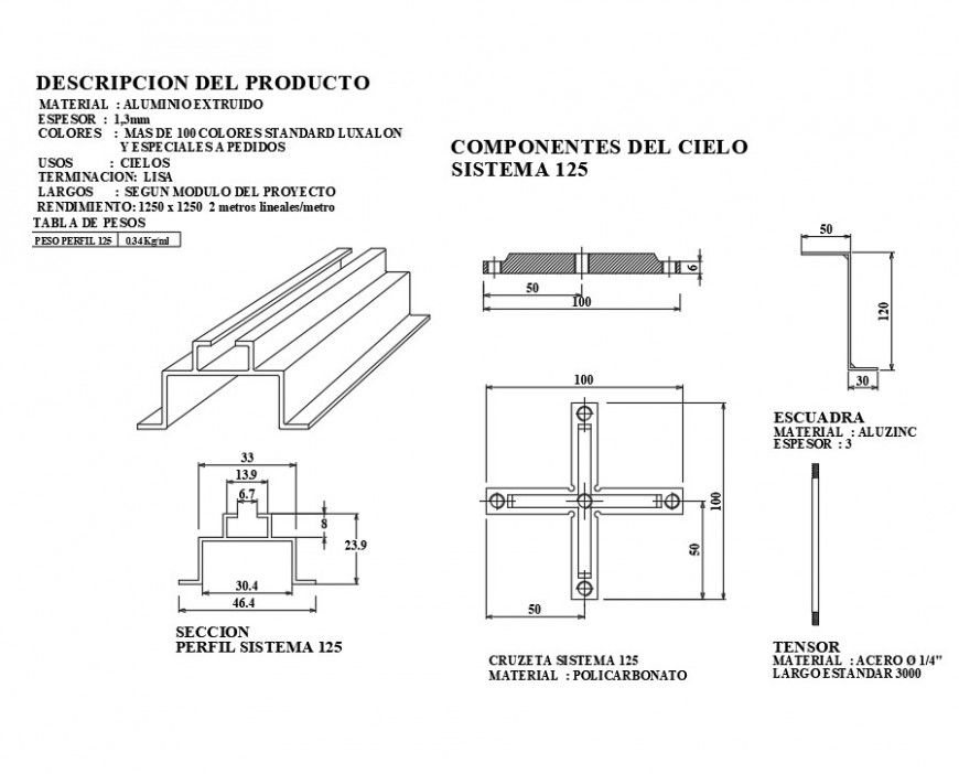Cieloraso technical manual profile system dwg file