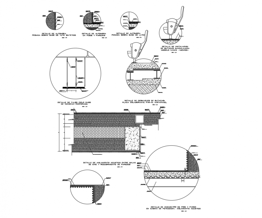 Cinema seat detail furniture blocks 2d view section autocad file