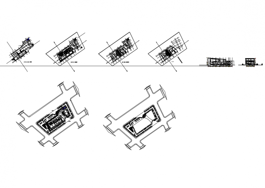 Cineplax theater building sectional, landscaping structure and plan details dwg file