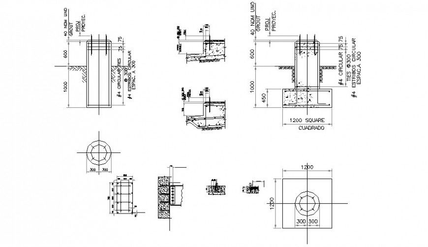 Circle column plan and section layout file