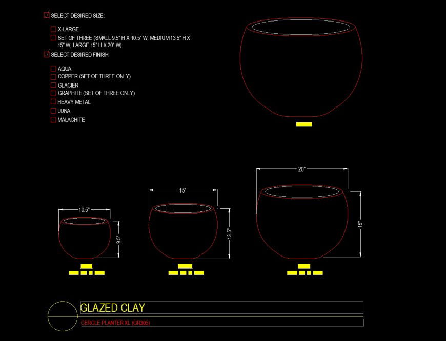 Circle planter detail drawing in dwg file.