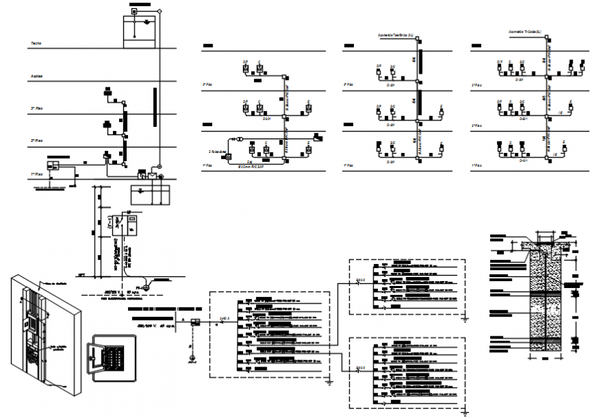 Circuit diagram of house electrical installing in AutoCAD file