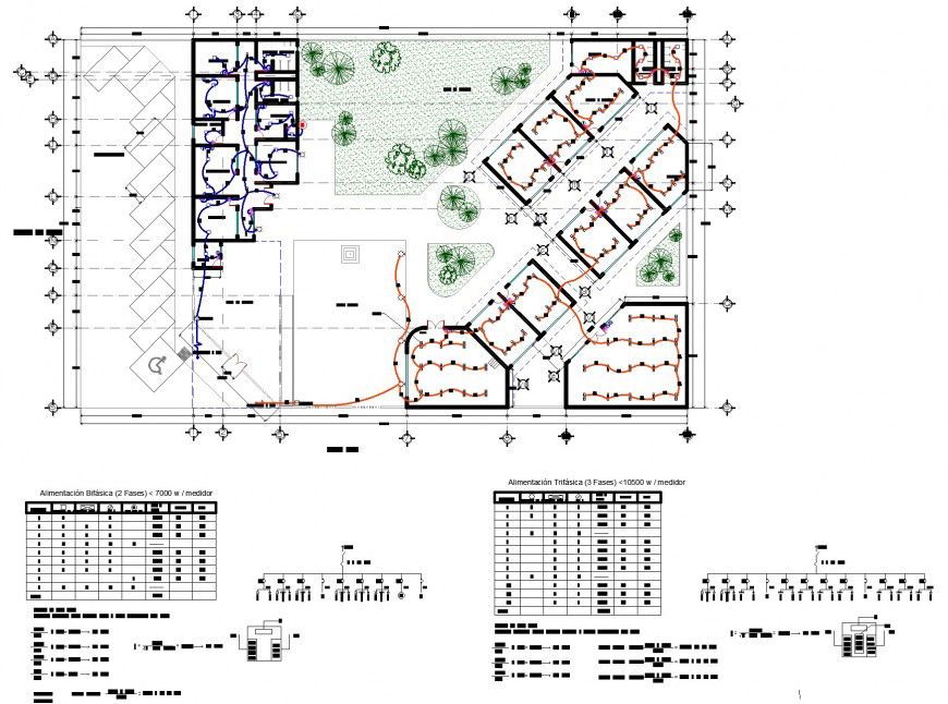Circuit electrical Kinder garden plan autocad file