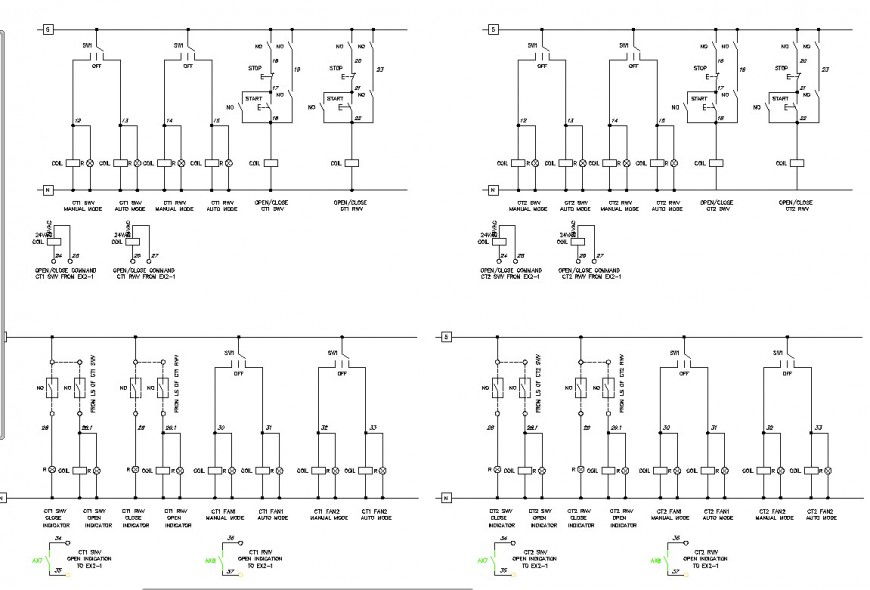 Circuit electrical wire plan detail dwg file