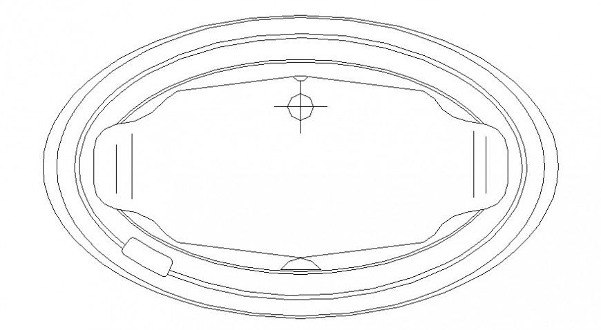 Circular shape bath-tub design 2d view elevation autocad file