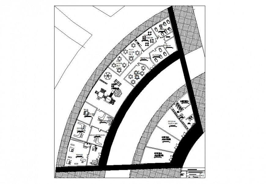 Circular shape design of commercial Centre in auto cad