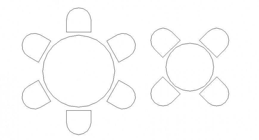 Circular shape table detail 2d view CAD furniture block layout file in autocad format