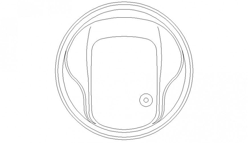 Circular shape washbasin 2d view of sanitary units dwg autocad file