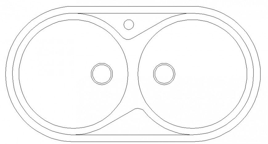 Circular shows sink 2d view drawings of kitchen automation units autocad file