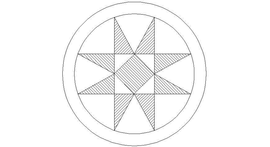 Circular star parquet CAD block model in dwg file.