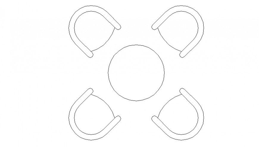 Circular Table Detail Elevation 2D View AutoCAD Drawing