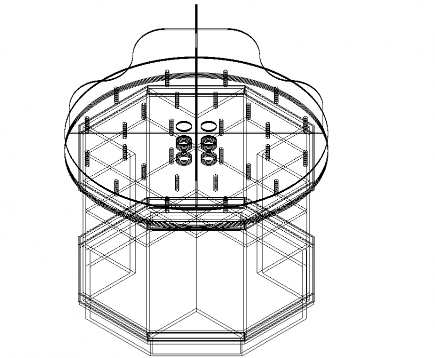 Circular table perspective view in dwg AutoCAD file.