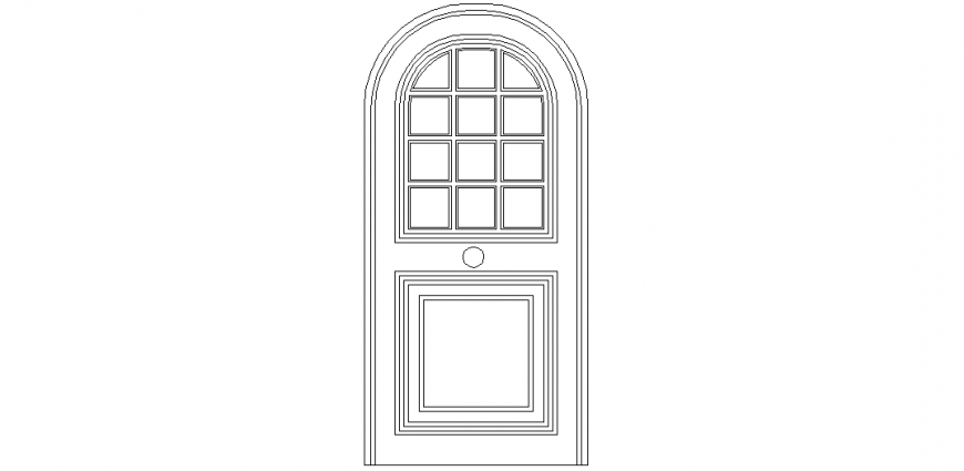 Circular top design of the door with a frame of the door block design dwg file