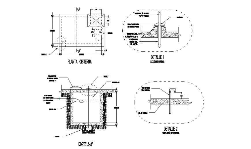 Cistern plan section design drawing