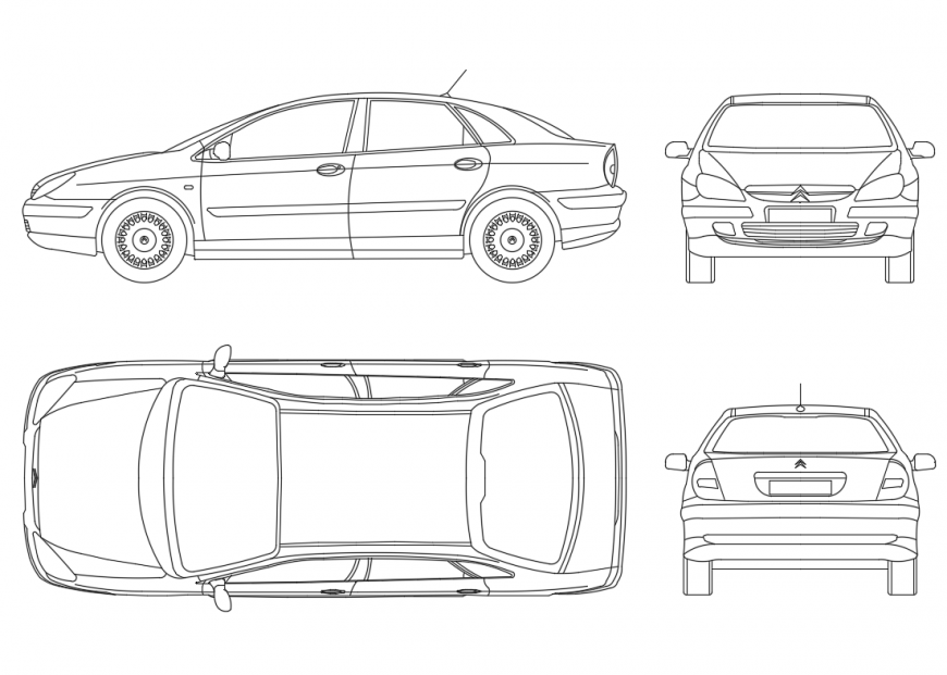 Citron family small cars elevation cad blocks details dwg file