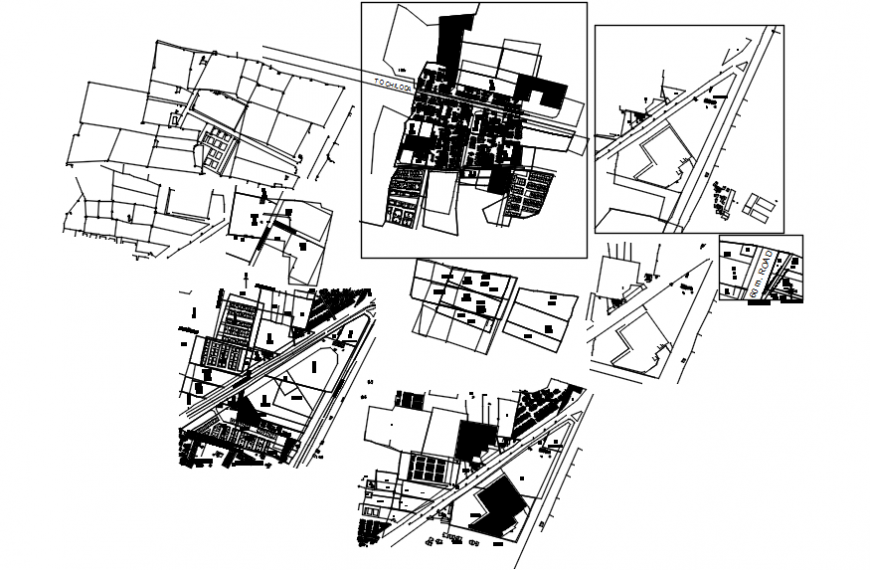 City areas architecture layout plan and town planning details dwg file