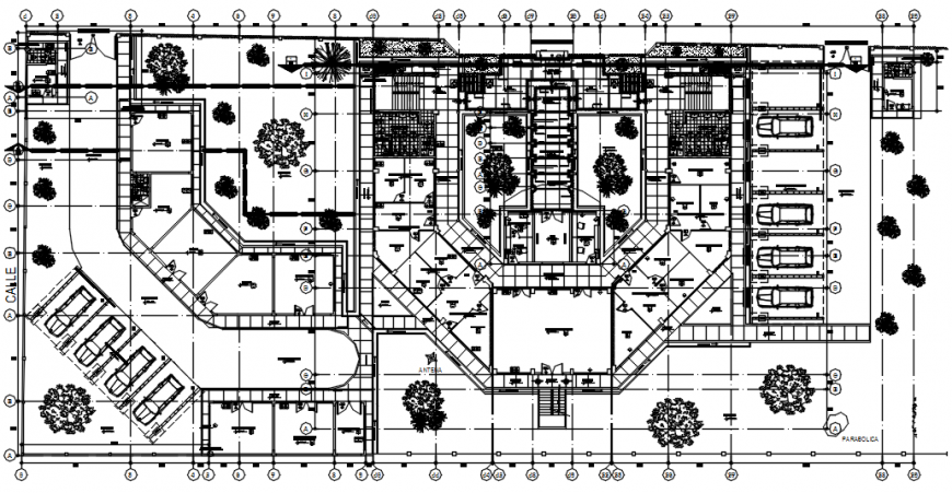 City auditorium hall distribution plan cad drawing details dwg file
