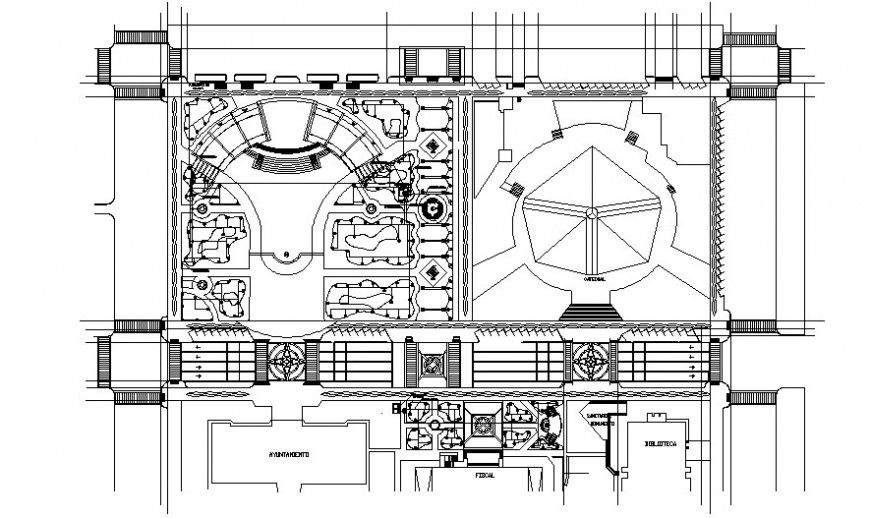 City auditorium hall layout plan cad drawing details dwg file