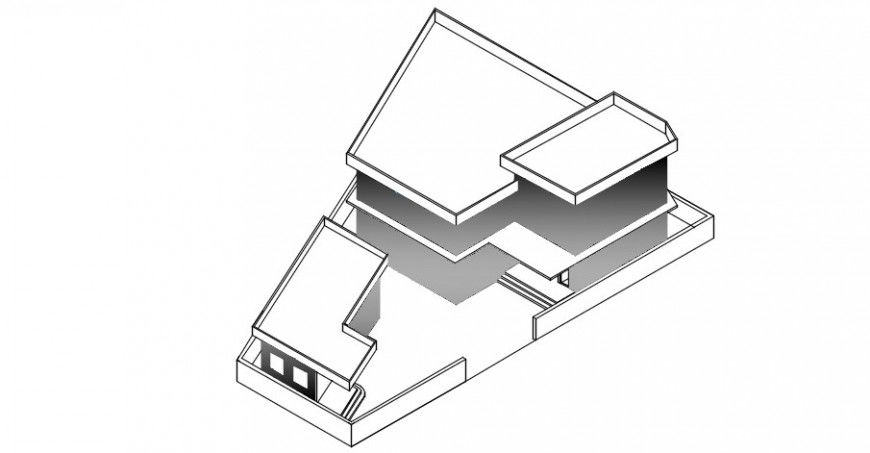 City bank top view isometric elevation cad drawing details dwg file
