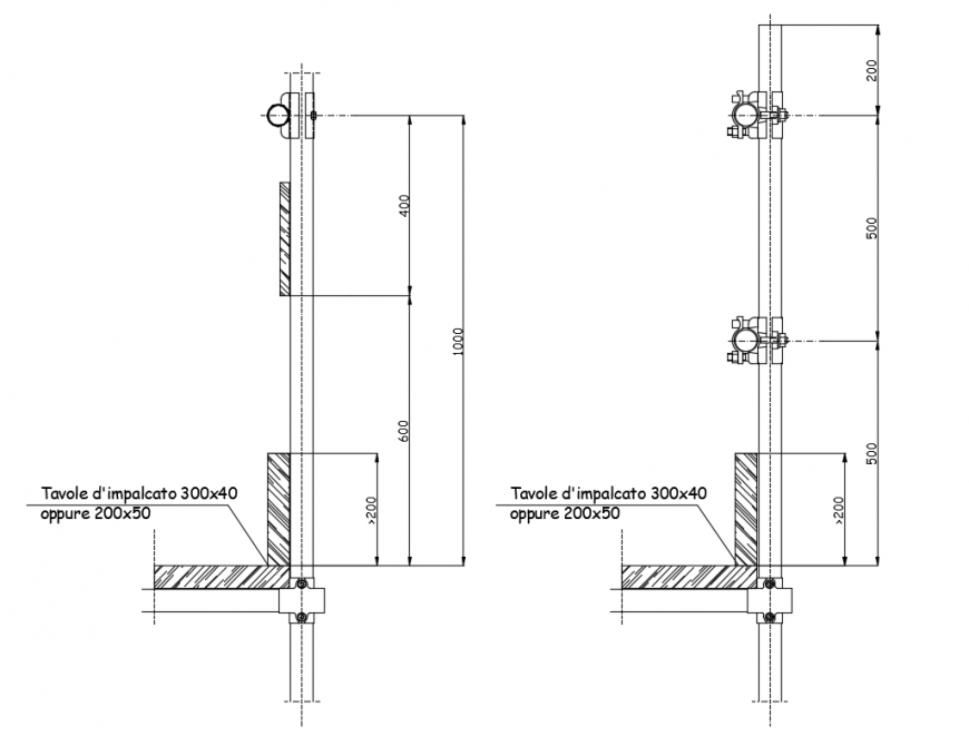 City bridge scaffolding parapets cad construction details dwg file