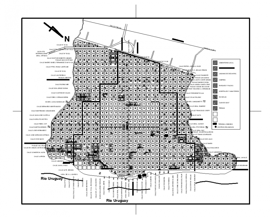 City map area detail with plan of residential area in plan dwg file
