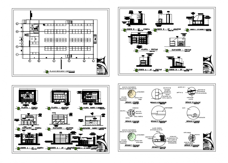 City market detailed architecture project cad drawing details dwg file